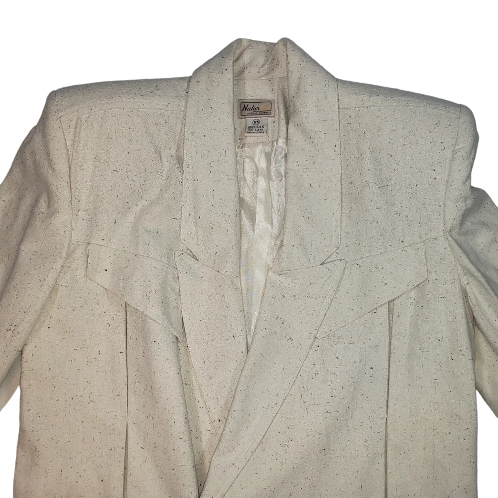 Naturelle George Georgiou Tan Beige 100% Silk Blazer Sz XS Western Style Jacket - Picture 7 of 16